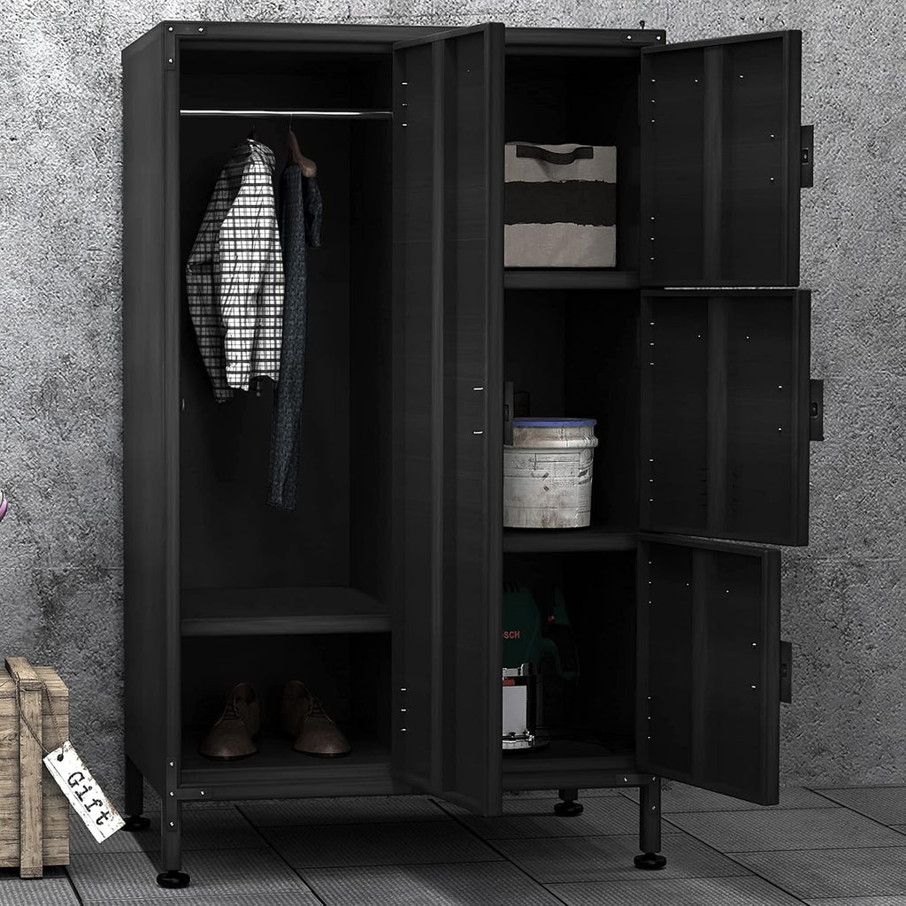 Black 4 Door Steel Storage Cabinet with Shelves U363741