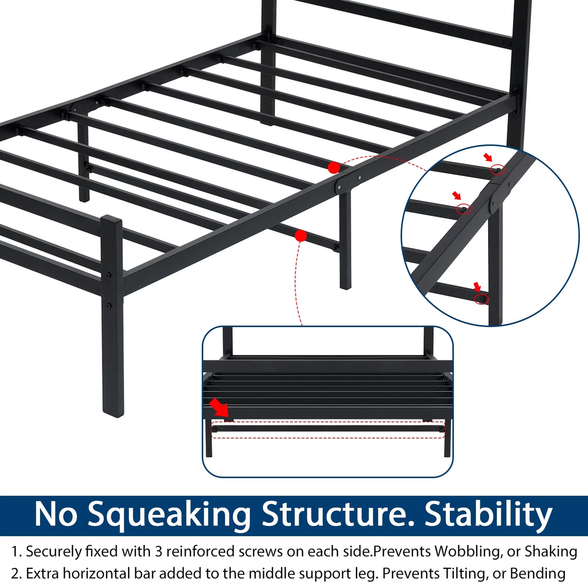 Full Size Metal Platform Bed Frame with Headboard H3450