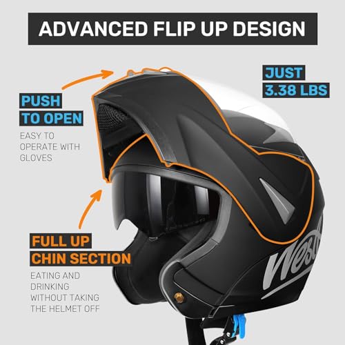 Modular Motorcycle Helmet with Dual Visor Full Face Flip Up T615802