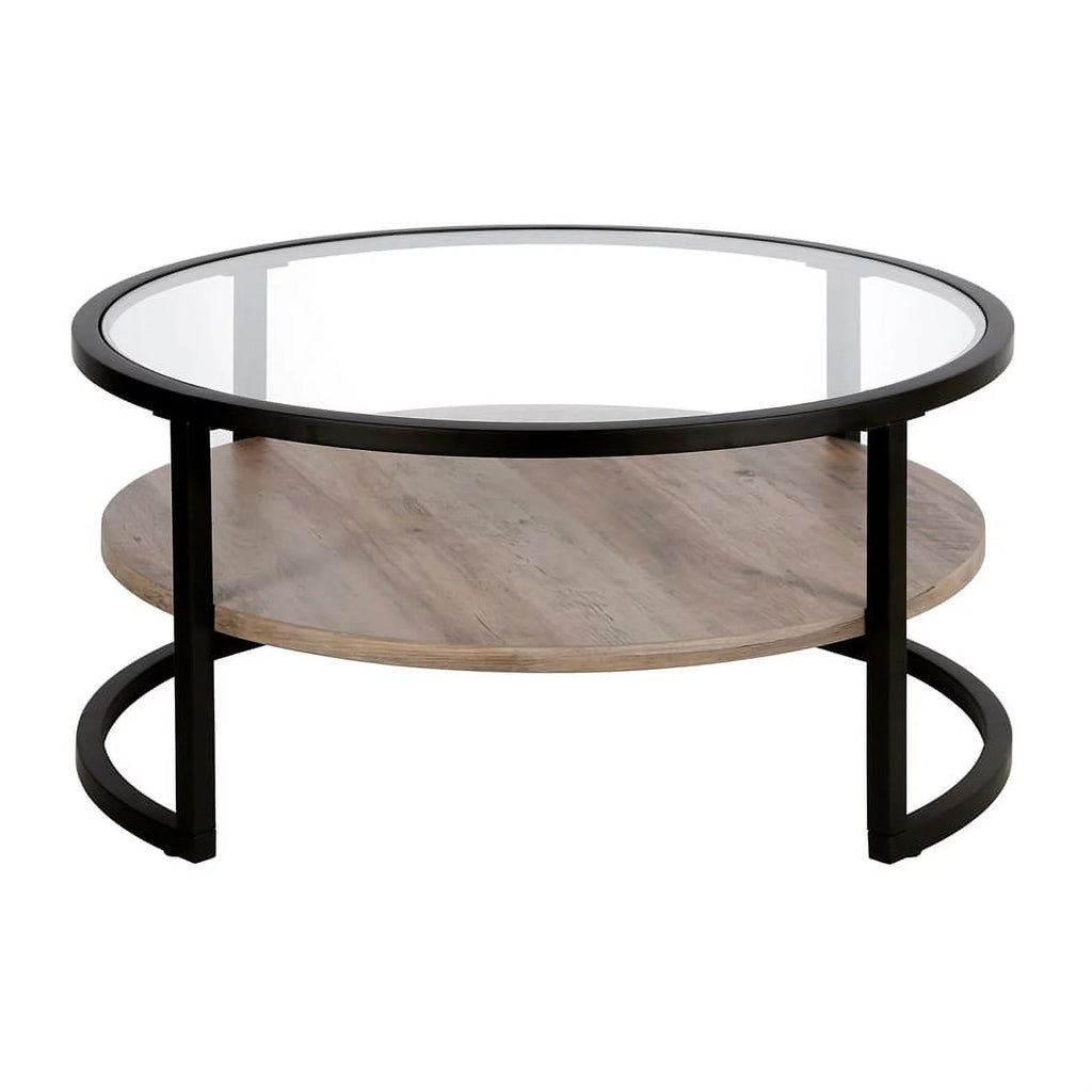 Round Metal Coffee Table in Black and Bronze H382
