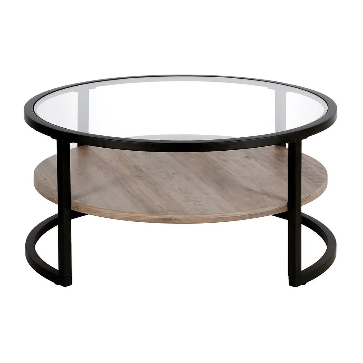 Round Metal Coffee Table in Black and Bronze H382