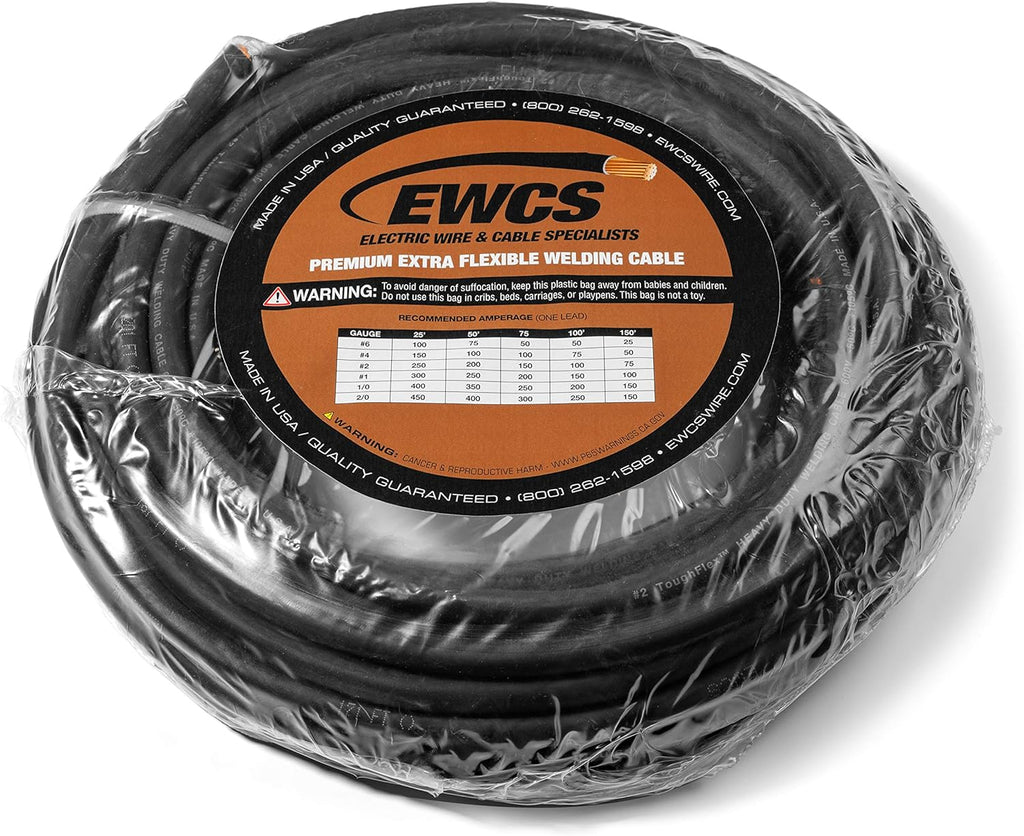 1/0 Gauge Welding Cable 600 Volt Black 50 Feet V259307