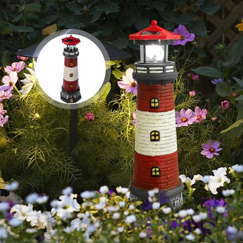 Solar Powered Rotating Lighthouse Statue K87510