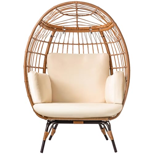 Ivory Wicker Egg Chair with Steel Frame F352124