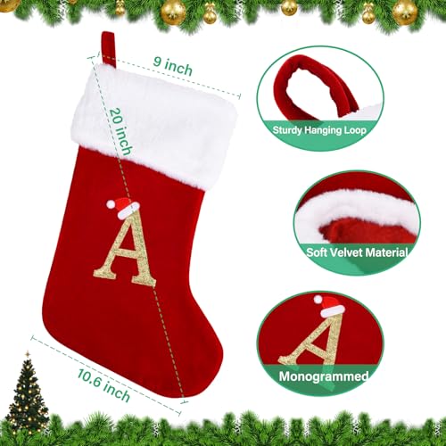 20 Inches Red Velvet Christmas Stockings with Letters D130797
