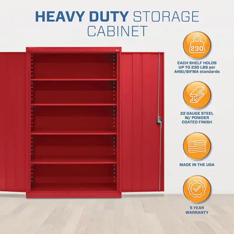 Steel Freestanding Garage Cabinet in Red Q8631