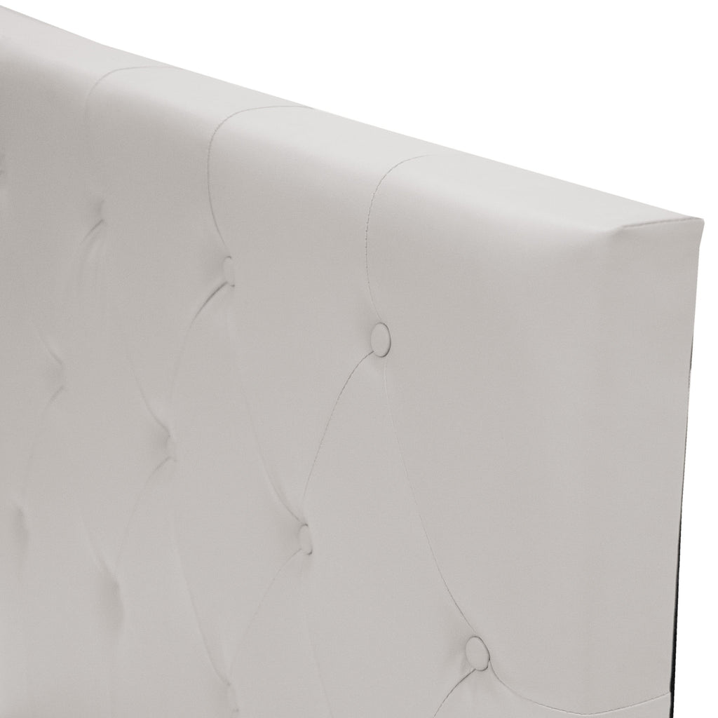 White Faux Leather Upholstered Twin Size Bed with Tufted Headboard R629393