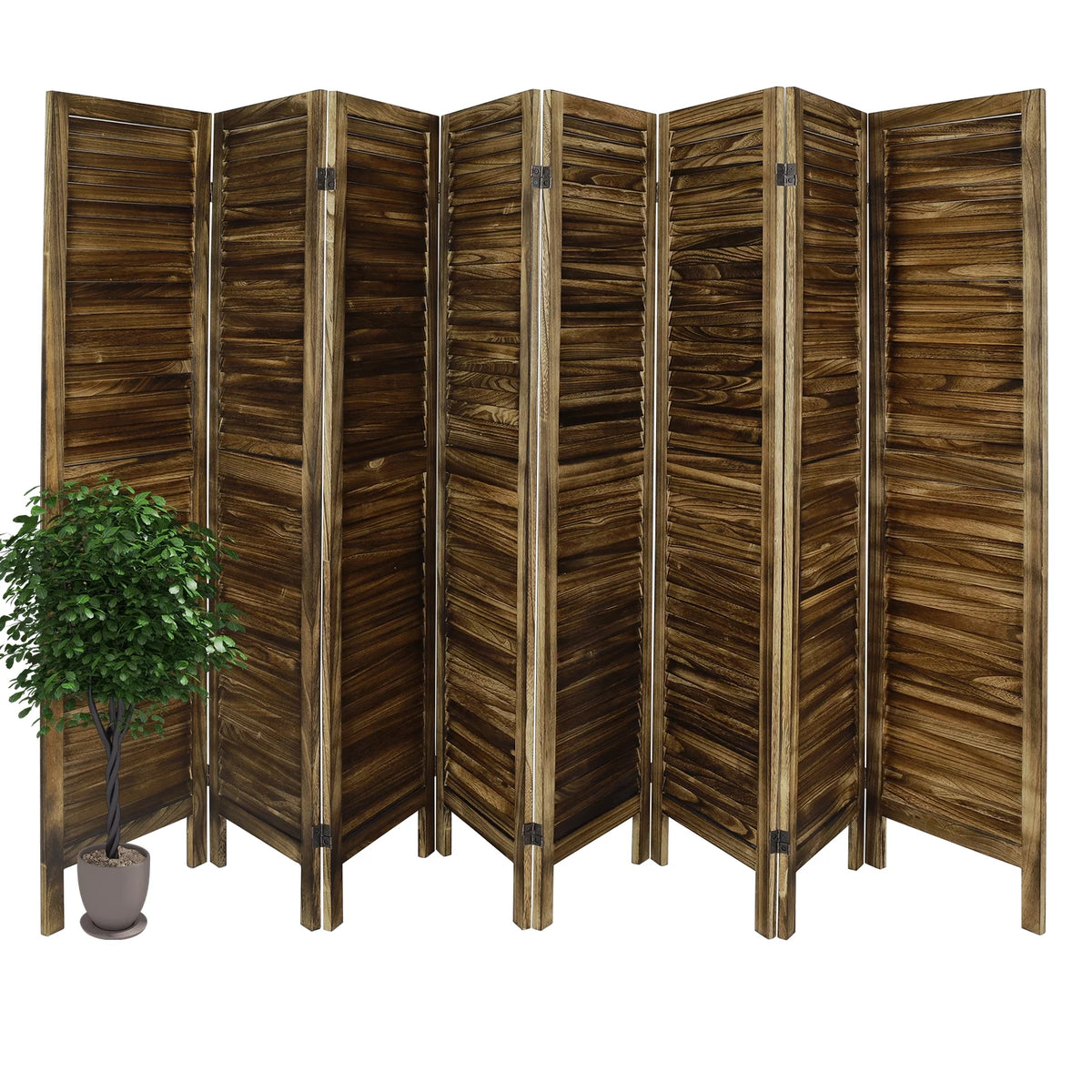 8 Panel Folding Room Divider Privacy Screen 5.6Ft Tall Brown V28880