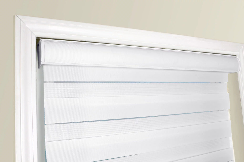 White Cordless Zebra Roller Shades 32.5"W x 60"H K380157