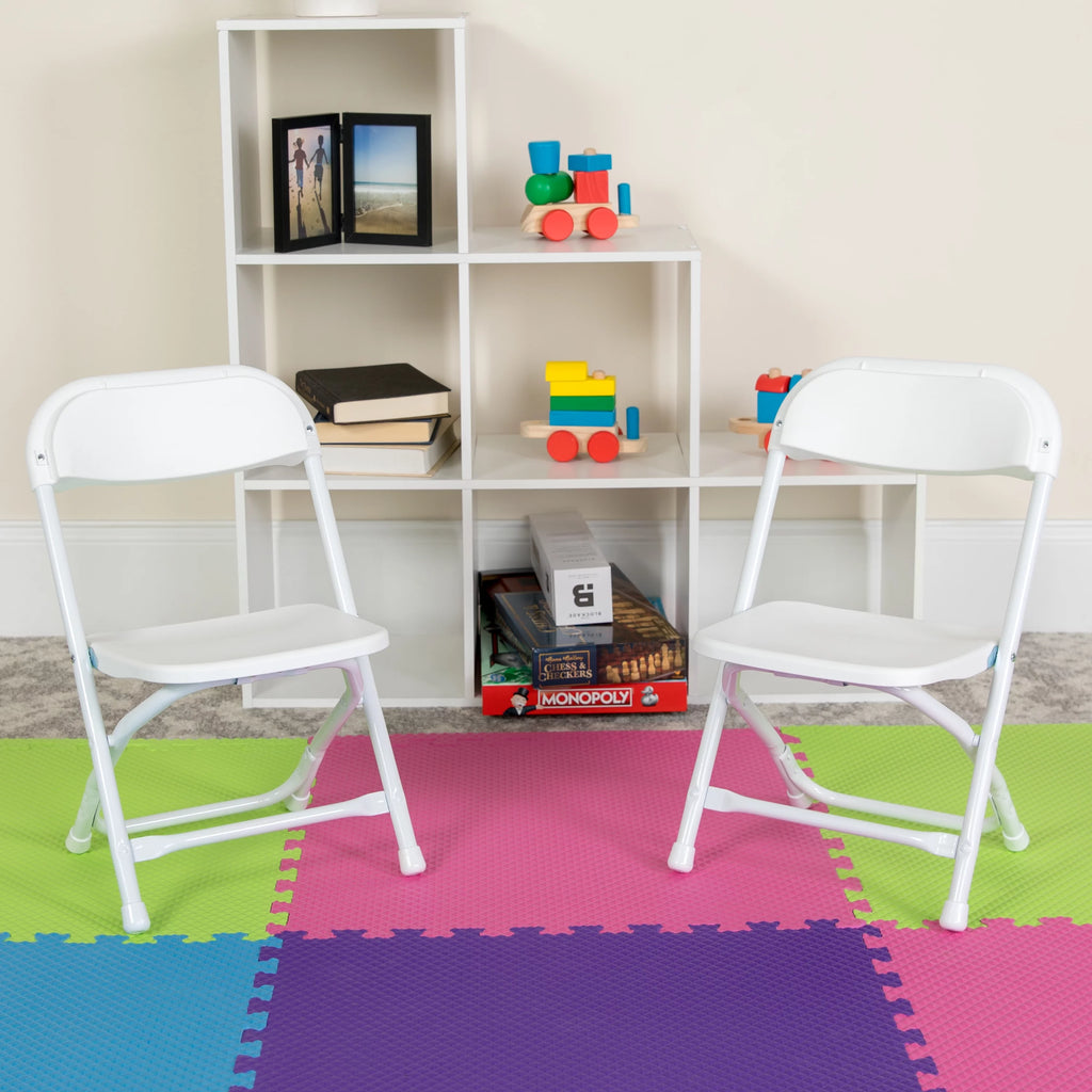 10 Pack Kids White Plastic Folding Chair V297