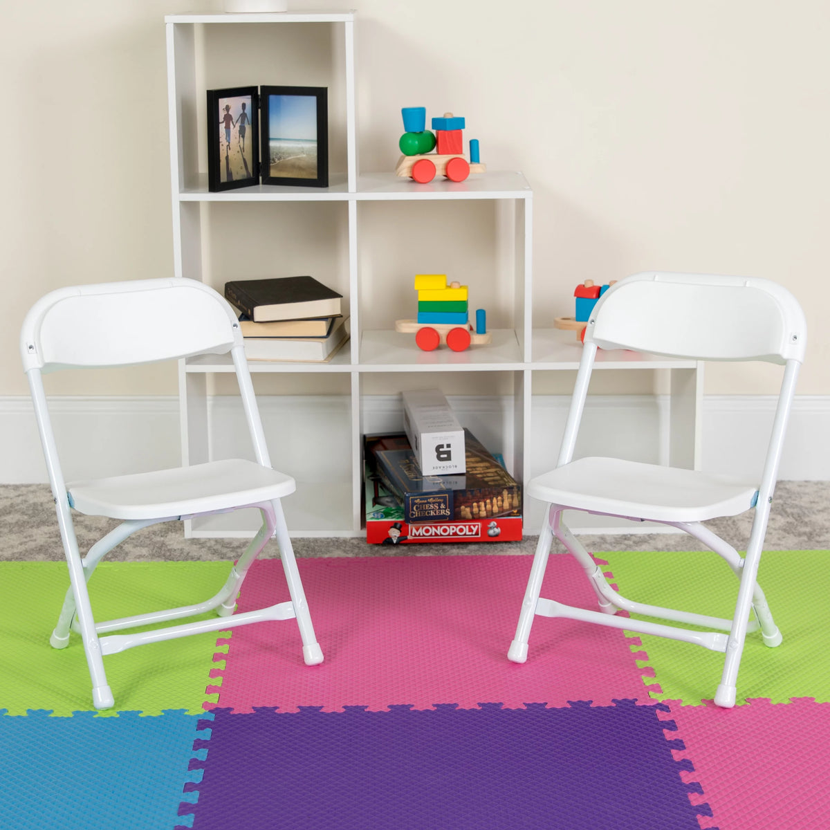 10 Pack Kids White Plastic Folding Chair V297
