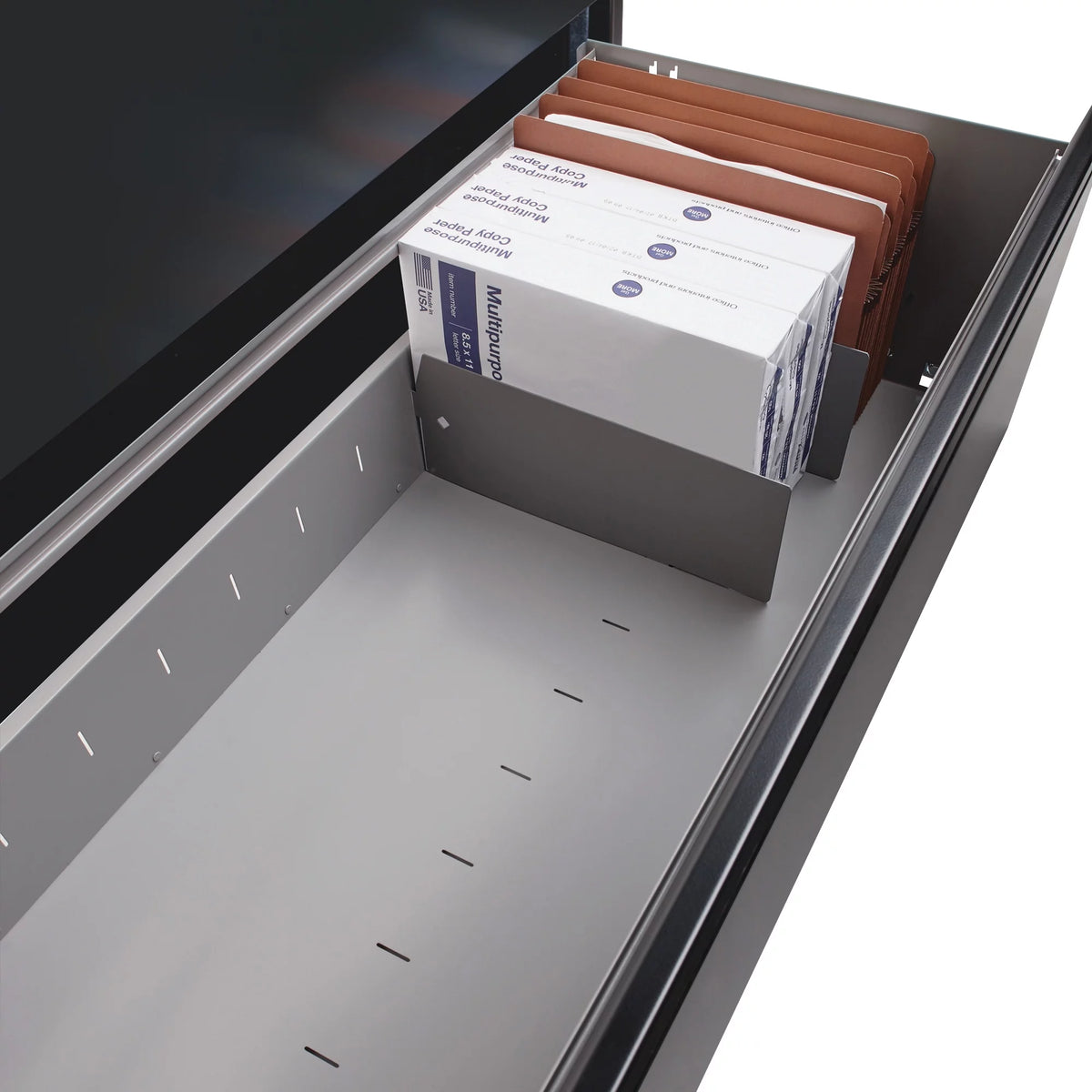 36"W Lateral 3-Drawer Letter/Legal File Cabinet, Black T5592