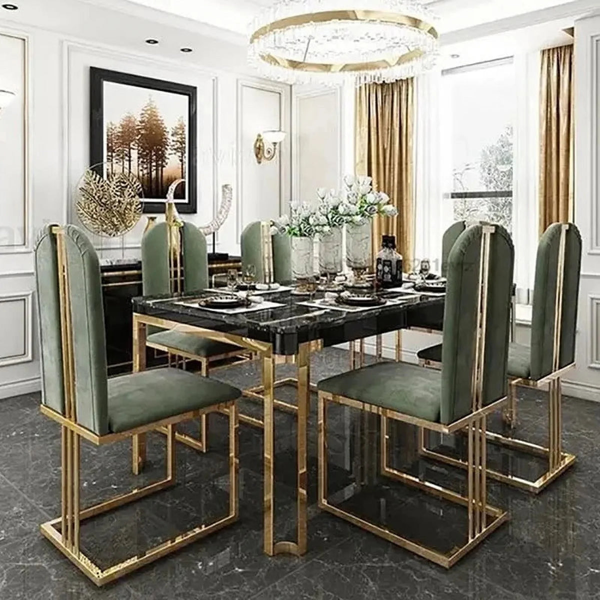 Rectangular Stainless Steel Dining Table W58006