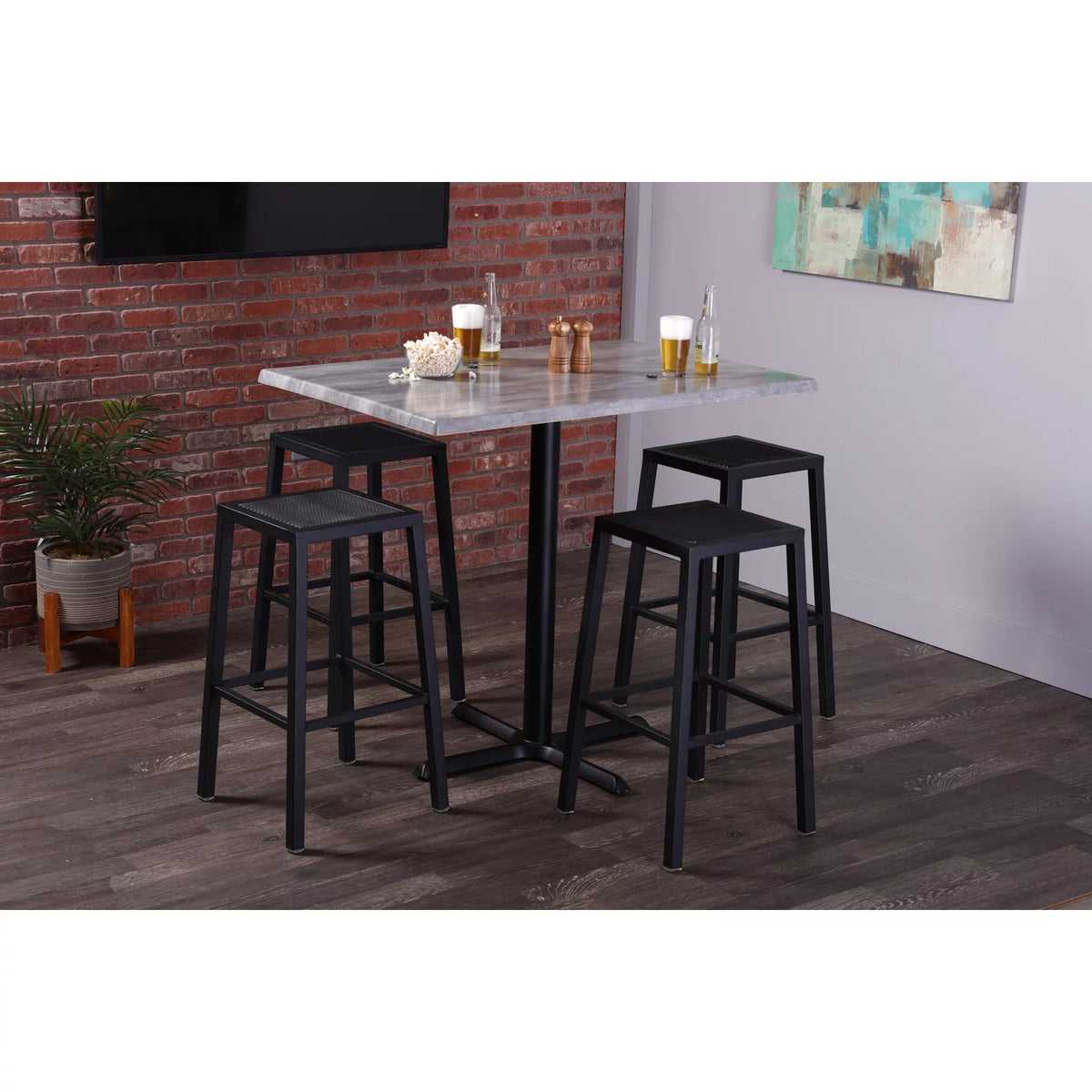 Black Round Base Rectangle Table U649