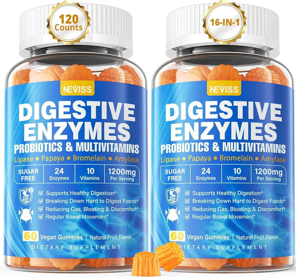 Digestive Enzymes with Probiotic Gummies, Multivitamins, Calcium, Magnesium, 2Packs U76738
