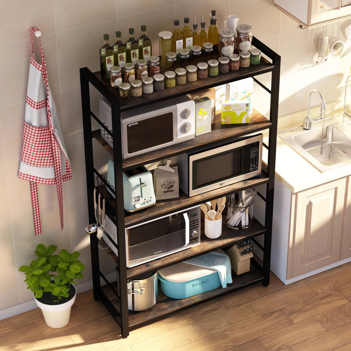 5 Tier Utility Storage Shelf with Hooks T29956