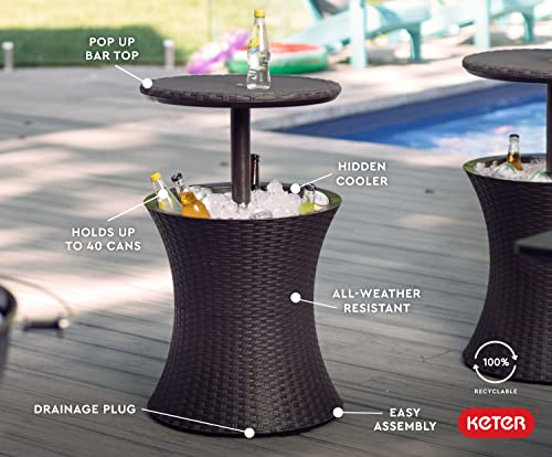 Dark Grey Outdoor Side Table with 7.5 Gallon Cooler I299