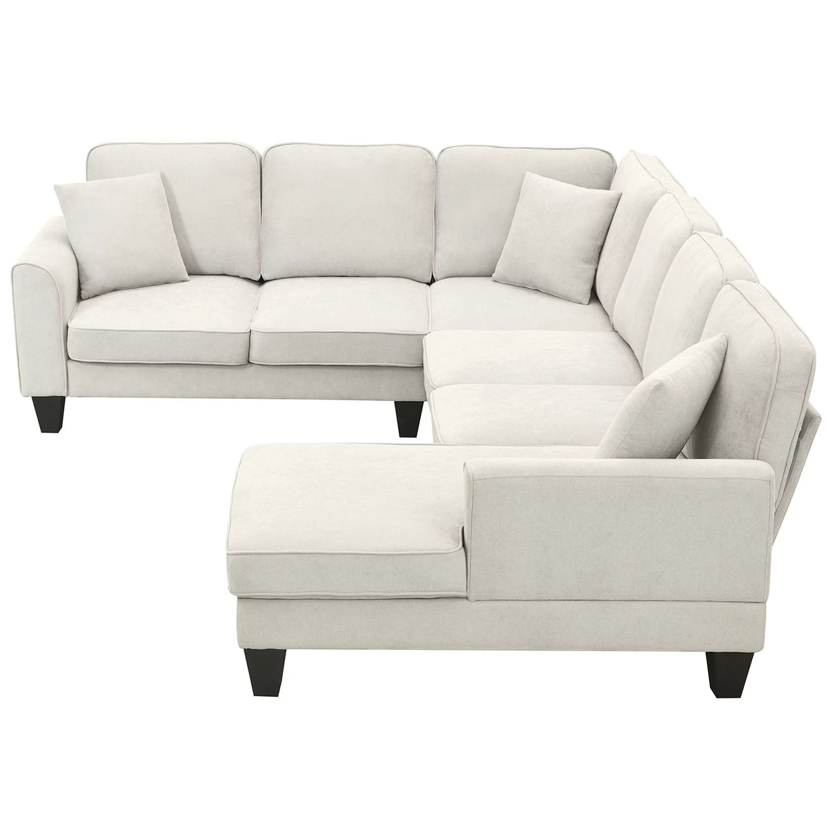 Beige U-Shaped 7-Seater Sectional Couch with Chaise A42793