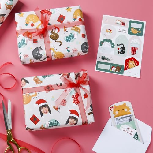 Cat Christmas Gift Tag Stickers, 120 Stickers N47091