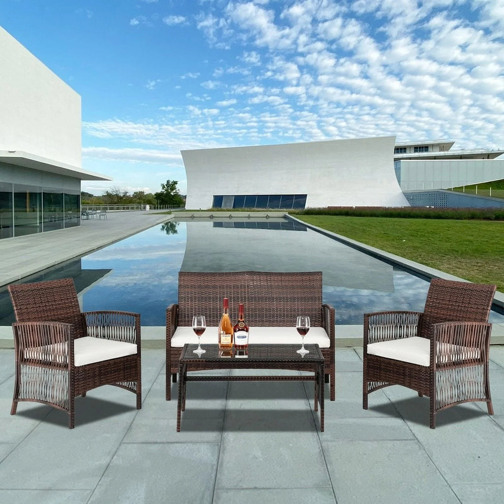 4-Piece Outdoor Patio Furniture Set Brown N254855