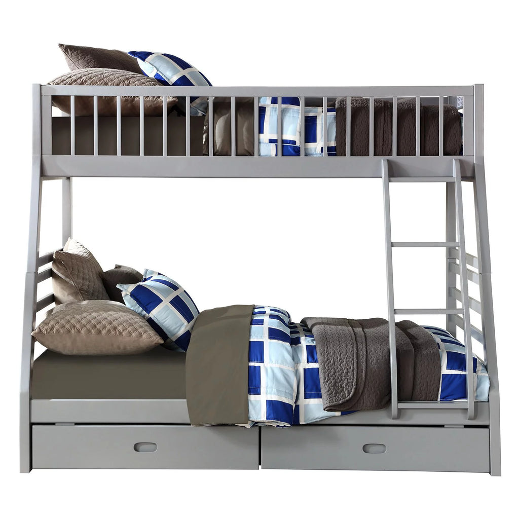 Gray Twin over Full Bunk Bed with 2 Drawers Q8084