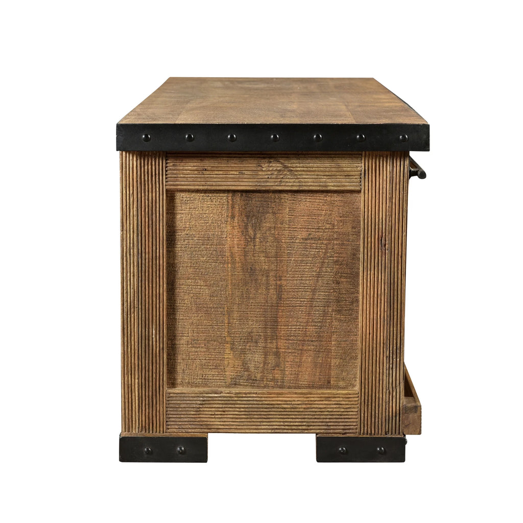 Natural and Black Mango Wood TV Stand Q4778