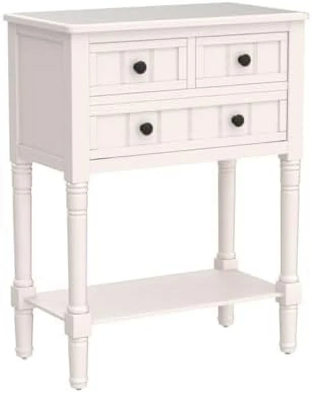 Narrow Console Sofa Table 3 Drawers Ivory White T75640