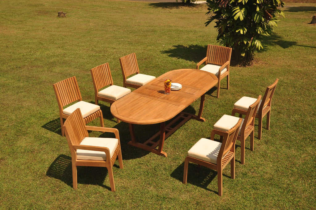 Grade-A Teak 8 Seater 9 Pc Dining Set A399