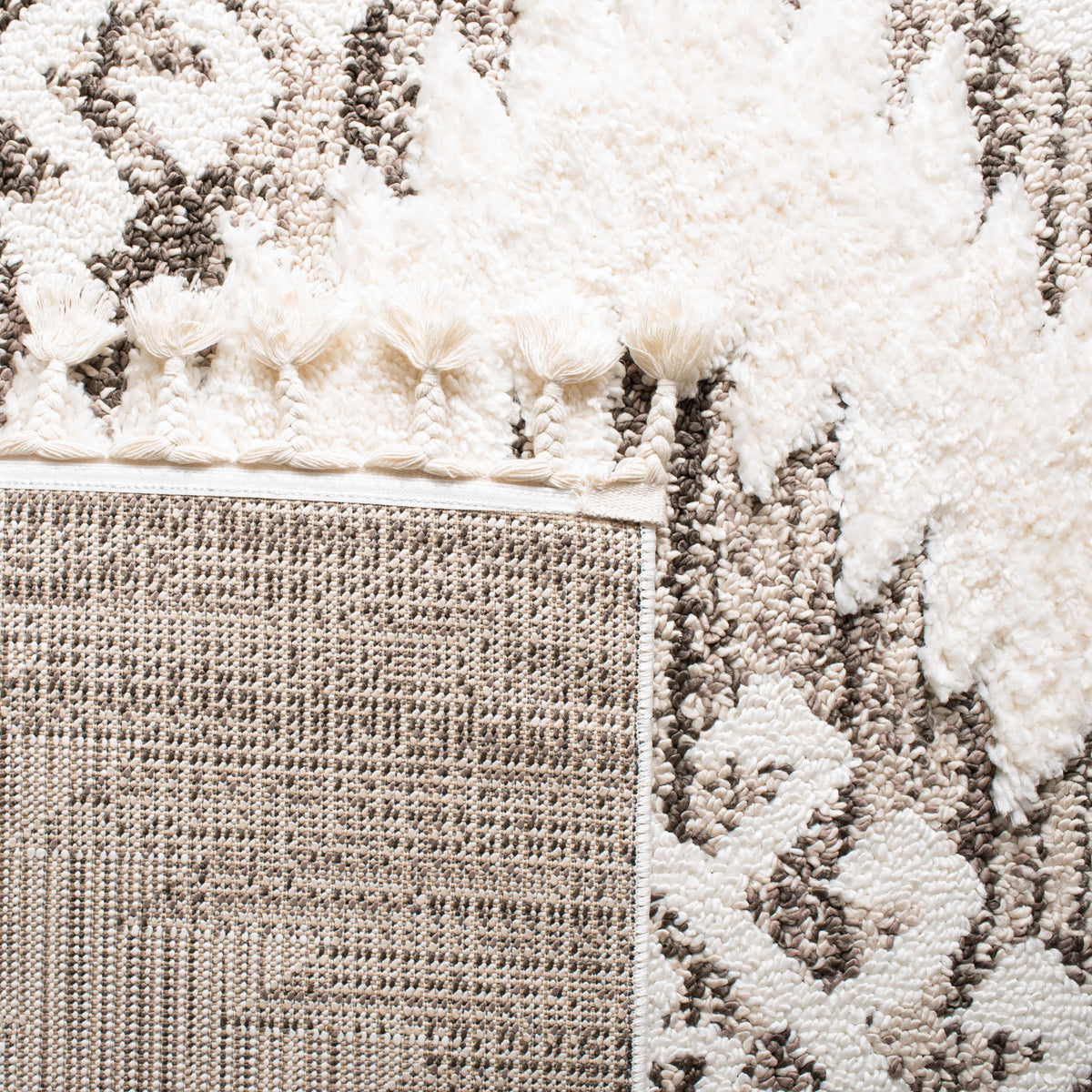 Ivory Brown 8' x 10' Shag Area Rug U426