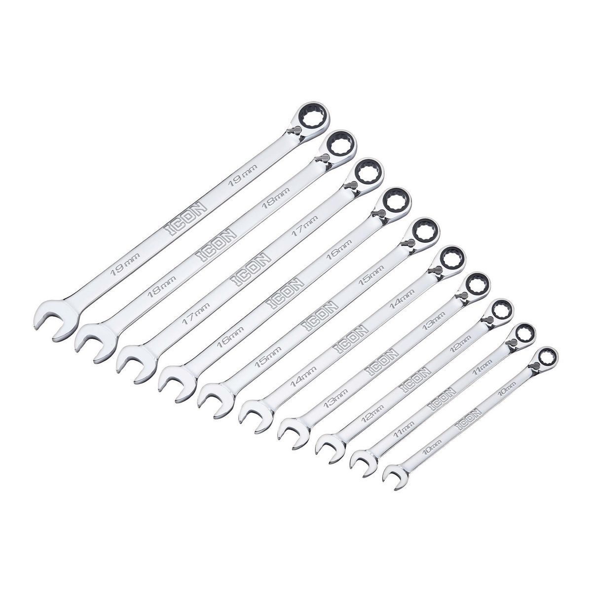 Metric Ratcheting Combination Wrench Set, 10-Piece J3849