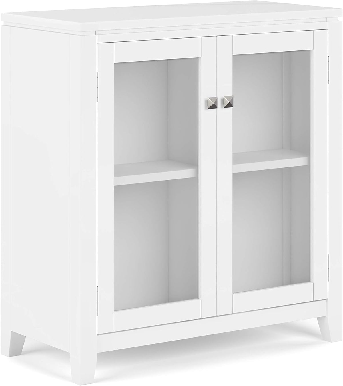 Farmhouse Grey 30 inch Wide Low Storage Cabinet with 2 Tempered Glass Doors M77066