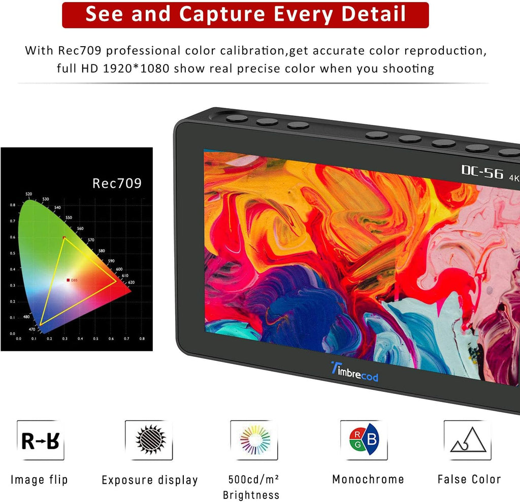 5.5 4K Camera Field Monitor with 1920x1080 HDMI Screen F493
