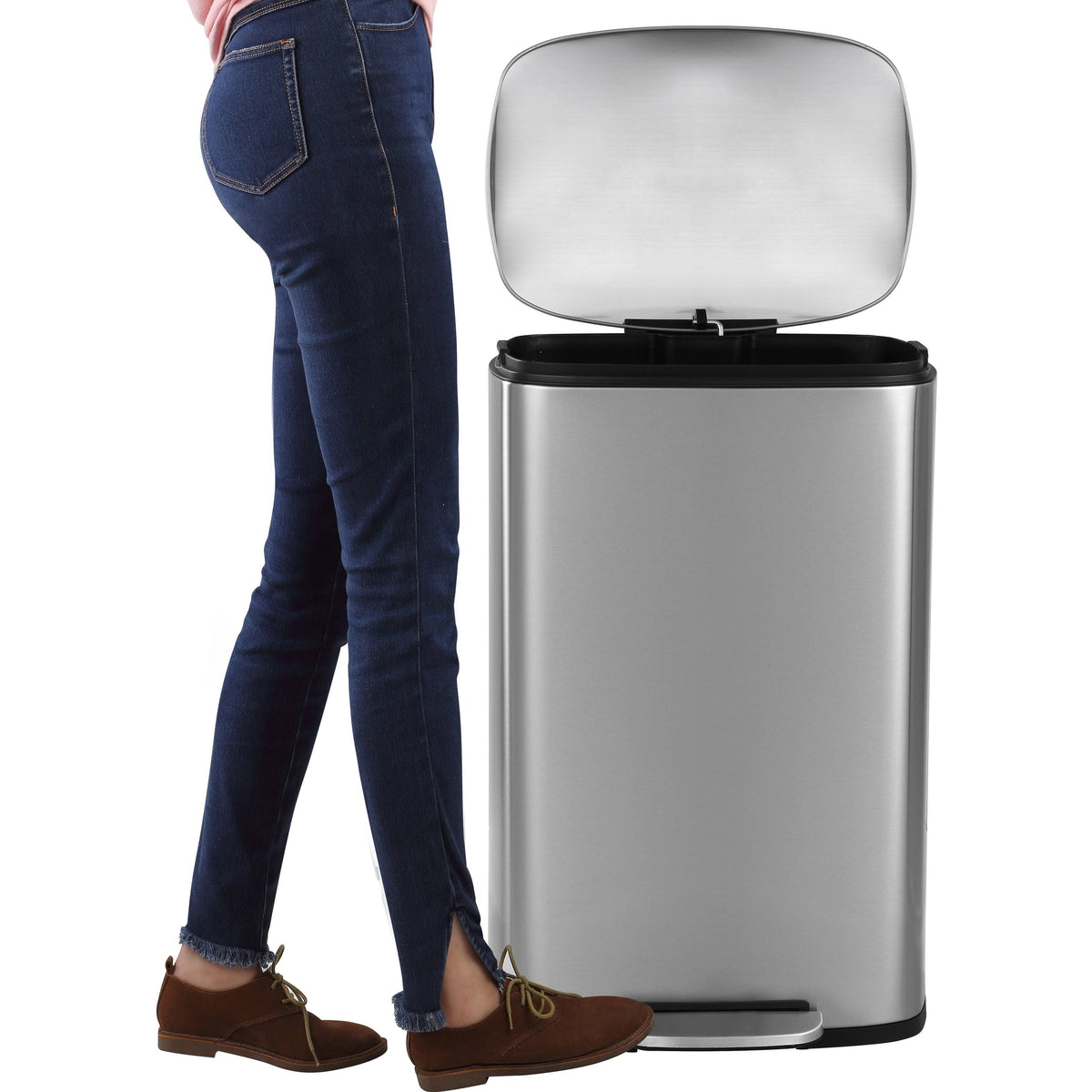 13-Gallon Stainless Steel Trash Can with Soft-Close Lid E7651