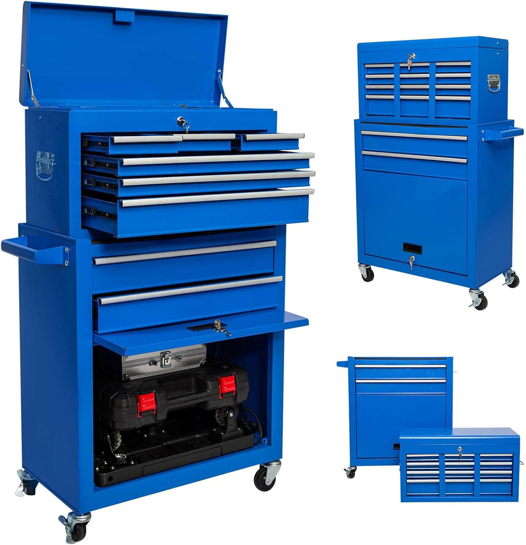 8 Drawer Rolling Tool Chest with Lock and 4 Wheels W853