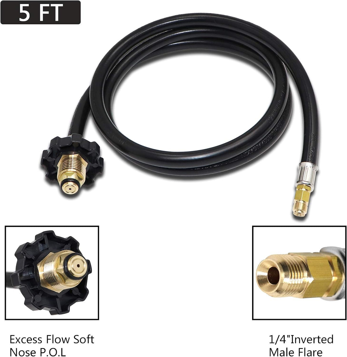 Propane Brass Tee Adapter Kit 4-Port with 5ft and 12ft Hoses R759
