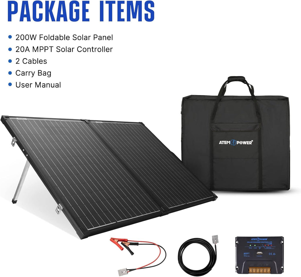 200W Monocrystalline Portable Foldable Solar Panel with 20A MPPT Controller V65315