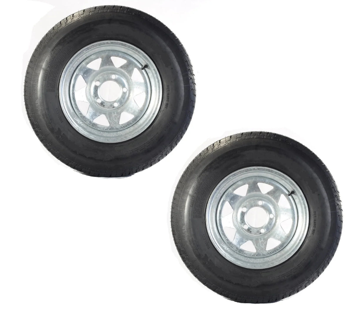 Two Trailer Tires Rims ST185/80D13 5 Lug Galvanized Spoke Wheel Q884