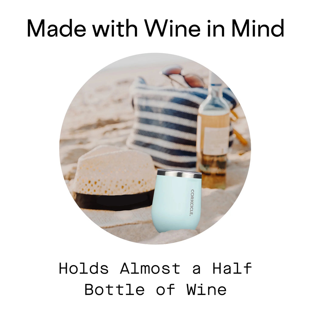 Gloss Powder Blue 12 oz Stainless Steel Stemless Wine Glass B52914
