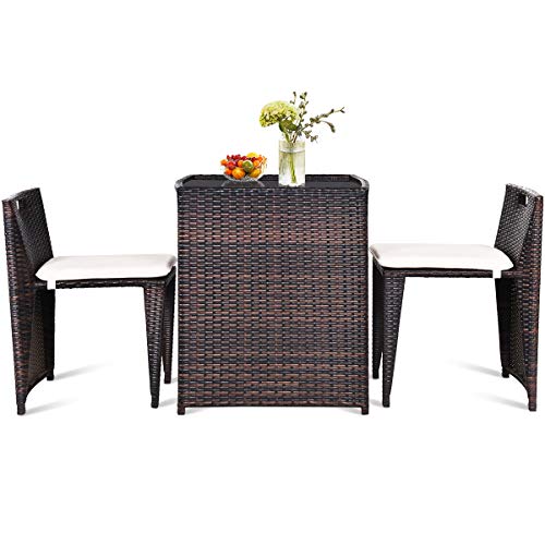 3 PCS Cushioned Outdoor Wicker Patio Set V906