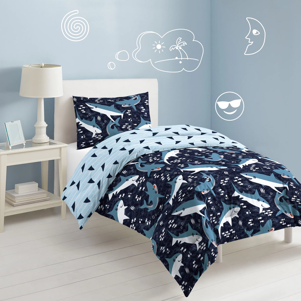 Navy Polyester Cotton Twin 2 Piece Comforter Set V1250