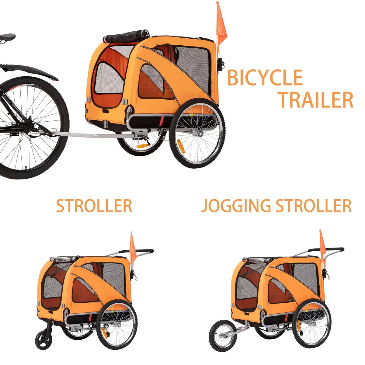 Red 3-in-1 Dog Bicycle Trailer and Stroller G305999