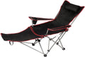 Black & Red Outdoor Camping Chair with Removable Footrest T961596