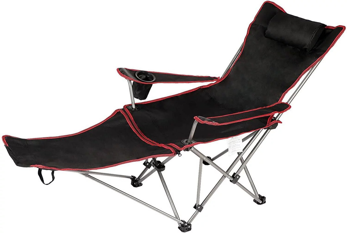 Black & Red Outdoor Camping Chair with Removable Footrest T961596