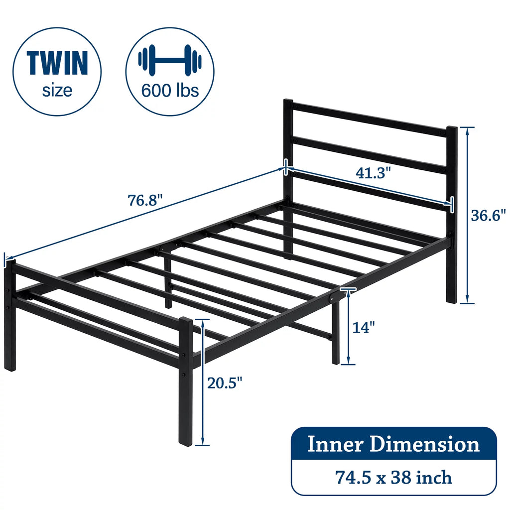 Full Size Metal Platform Bed Frame with Headboard H3450
