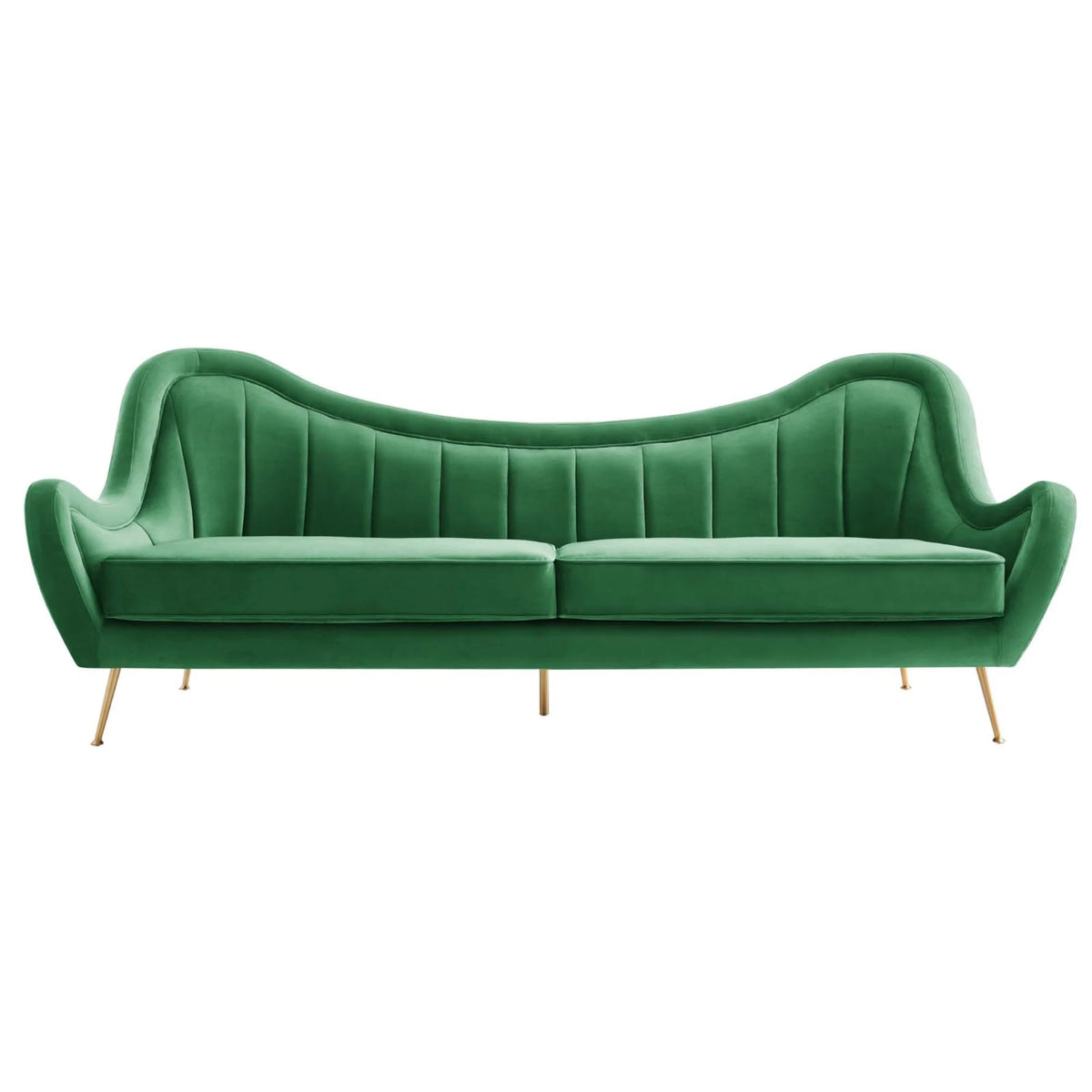 Velvet and Stainless Steel Sofa in Emerald Green T1380