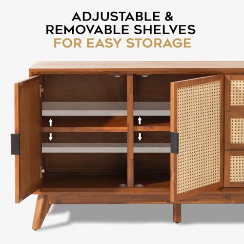 Solid Wood Sideboard with 2 Doors and 3 Drawers S76628
