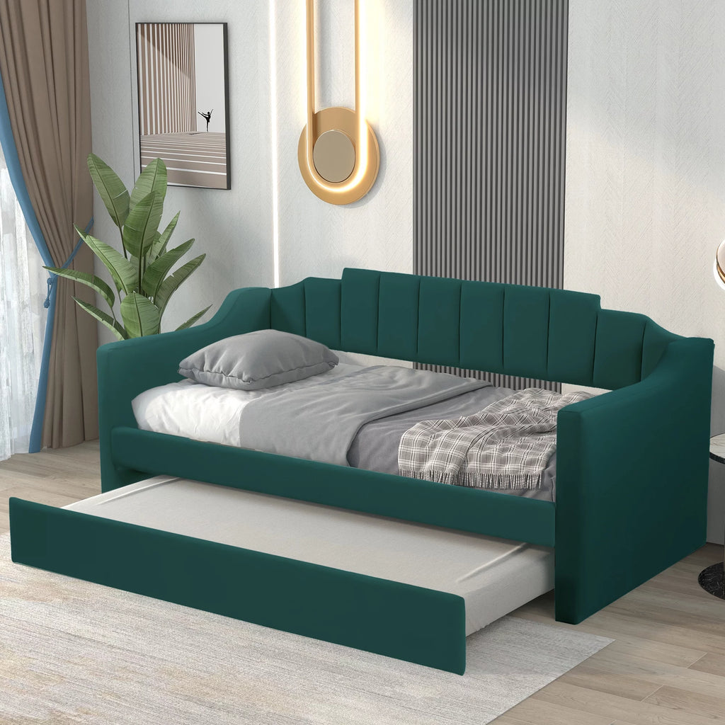 Upholstered Twin Daybed with Trundle N128