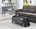 Soft Gray Fabric Storage Ottoman with Reversible Trays W2584