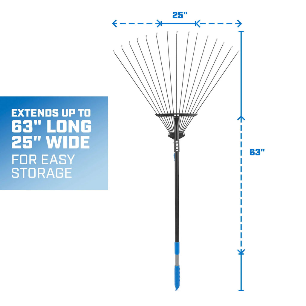 15-Tine Adjustable Leaf Rake with Telescoping Handle J241