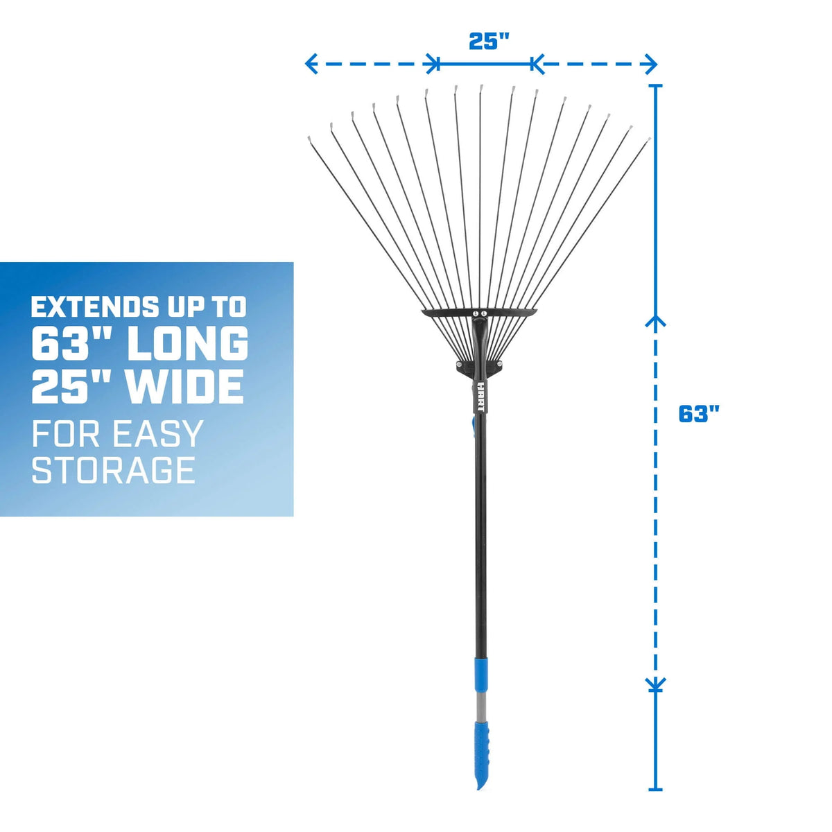 15-Tine Adjustable Leaf Rake with Telescoping Handle J241